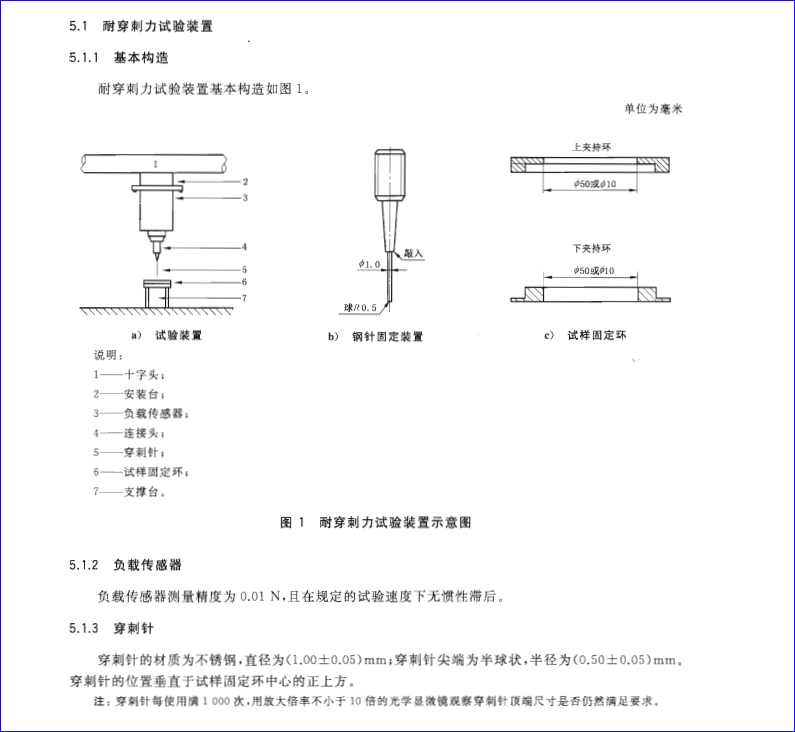 GBT37841標(biāo)準(zhǔn)對(duì)薄膜耐穿刺試驗(yàn)裝置與儀器的要求